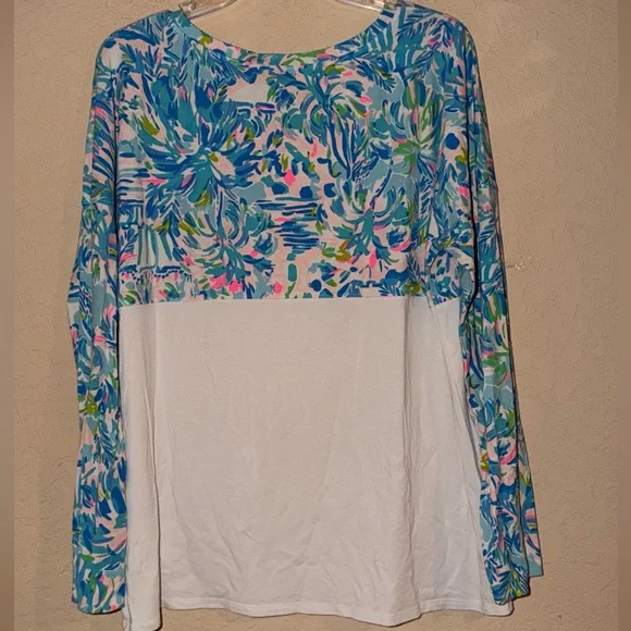 Lilly Pulitzer Bright Tropical Colorblock Shirt - Long Sleeve Coastal Chic - Picture 7 of 10